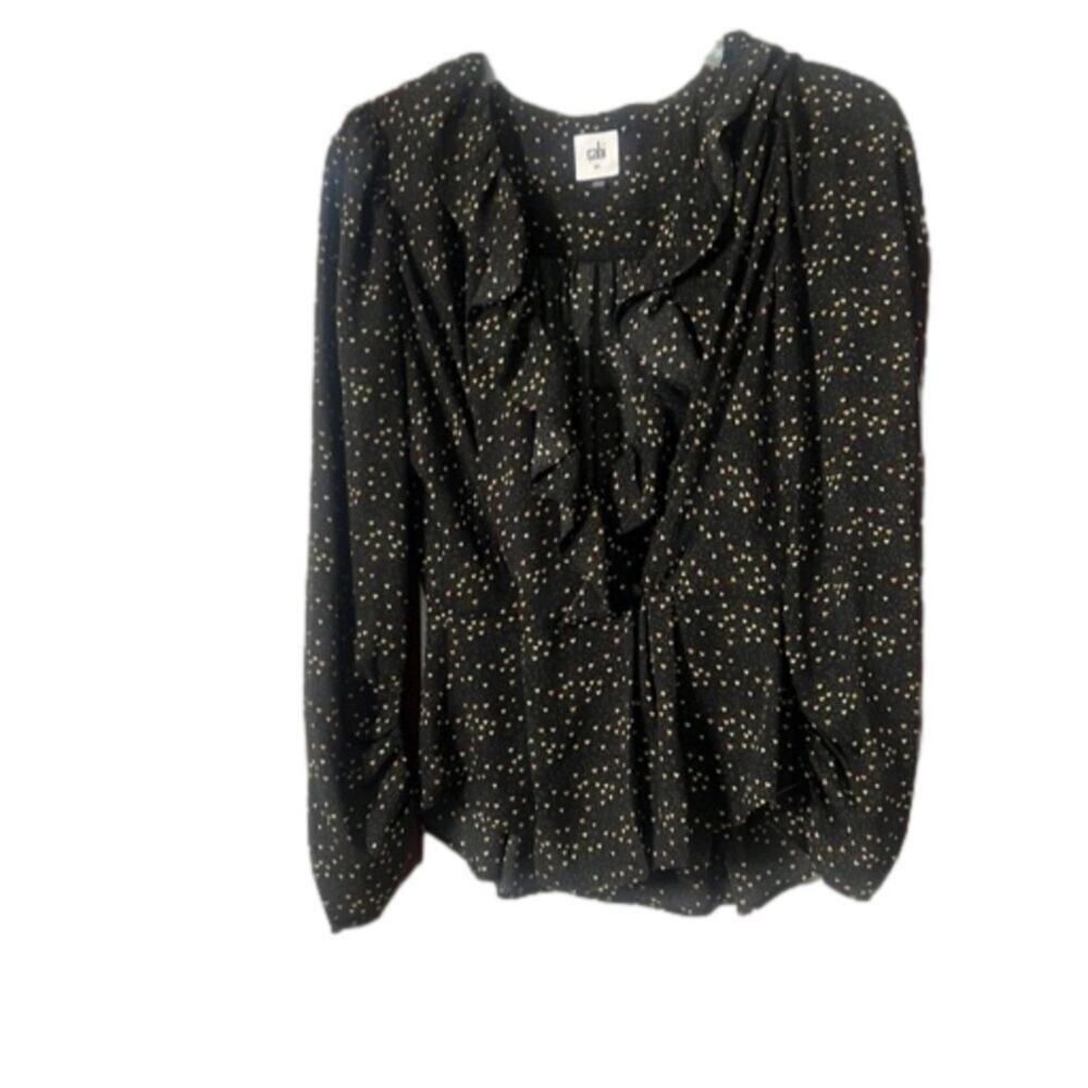 CABI FLORAL BLOUSE RUFFLE FRONT SIZE XS